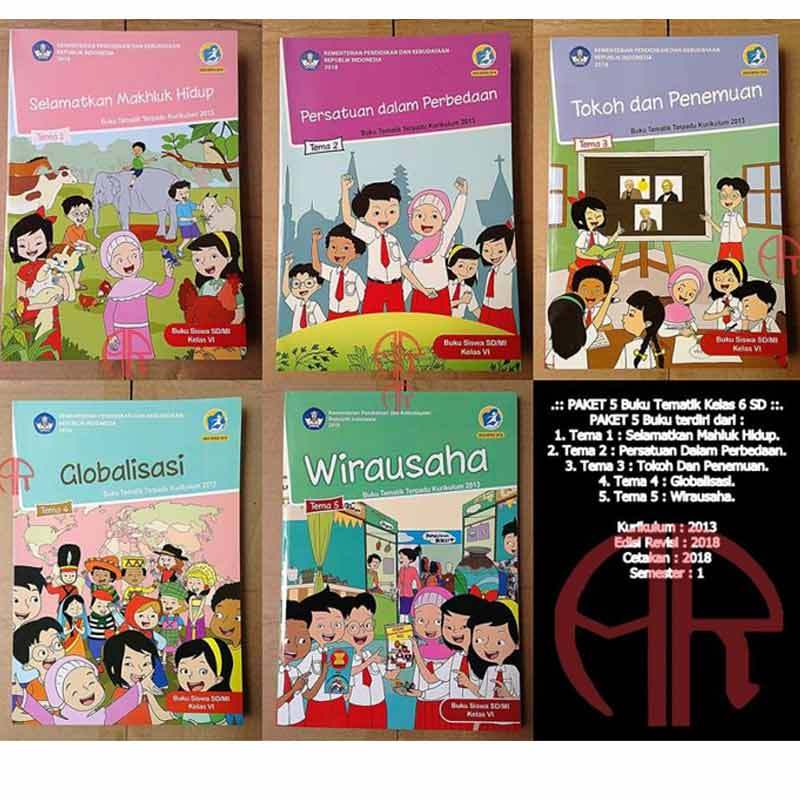 Jual Paket 5 Buku Tematik Kelas 6 Sd Tema 1 2 3 4 5 Kurikulum 2013 Terbaru Juni 2021 Blibli
