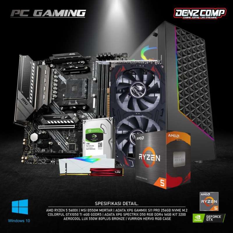 Jual Pc Gaming Ryzen 5600x (gtx1050ti 4gb) RAM 16gb Nvme 256gb