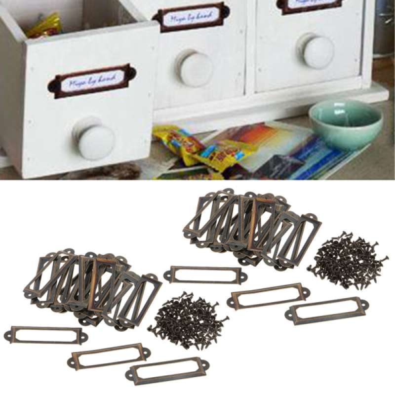 40pcs Screw Label/Card /Tag Holder Drawer Label Pull Label Frames Metal