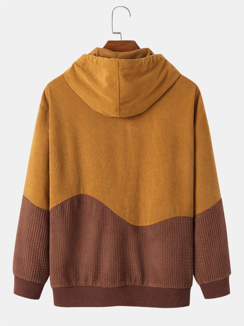 Jual Hoodie Pria Mensclo Two Tone Patchwork Corduroy Overhead