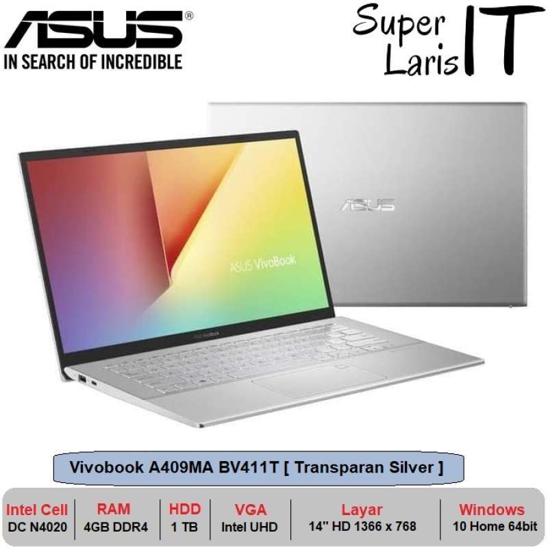 Jual Laptop Asus Vivobook A409ma Bv411 2t Intel N4020 4gb 1tb 14inch W10 Online Desember 2020 Blibli