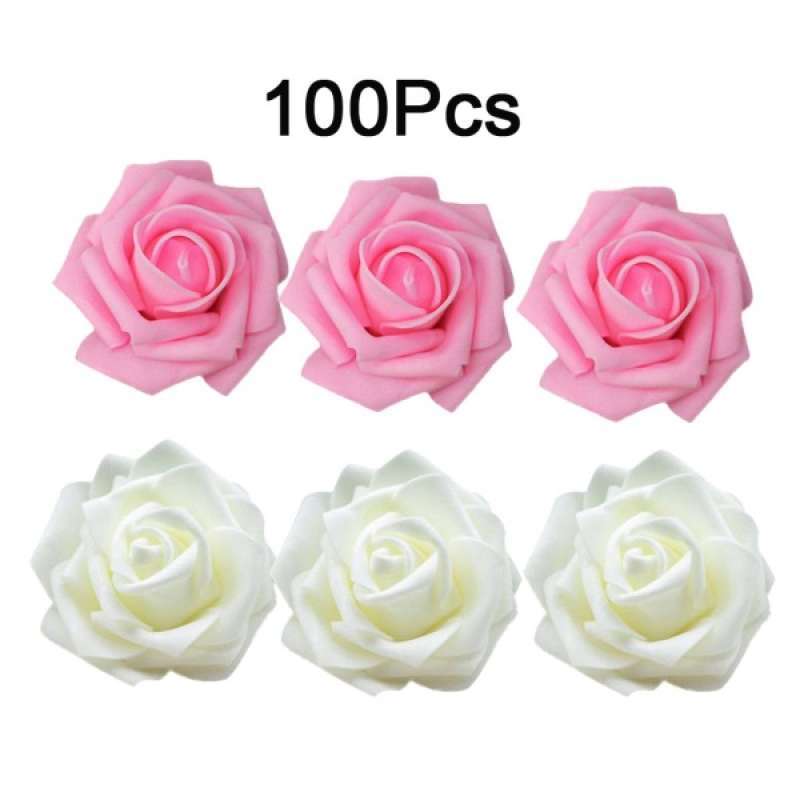 Jual 100xfoam Rose Heads Artificial Flower Wedding Decor Pink White Online September 2020 Blibli Com