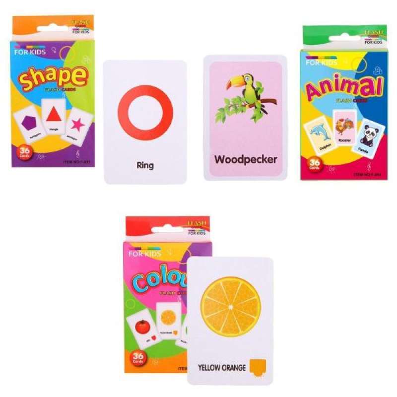 Color Shape &Animal Kindergarten Picture Words Flash Cards for Ages 4 to 6 