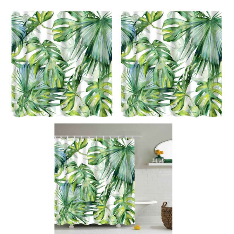 Jual 2x Bathroom Decor Shower Curtain Waterproof Fabric With Hooks Frond 1 Online Januari 2021 Blibli