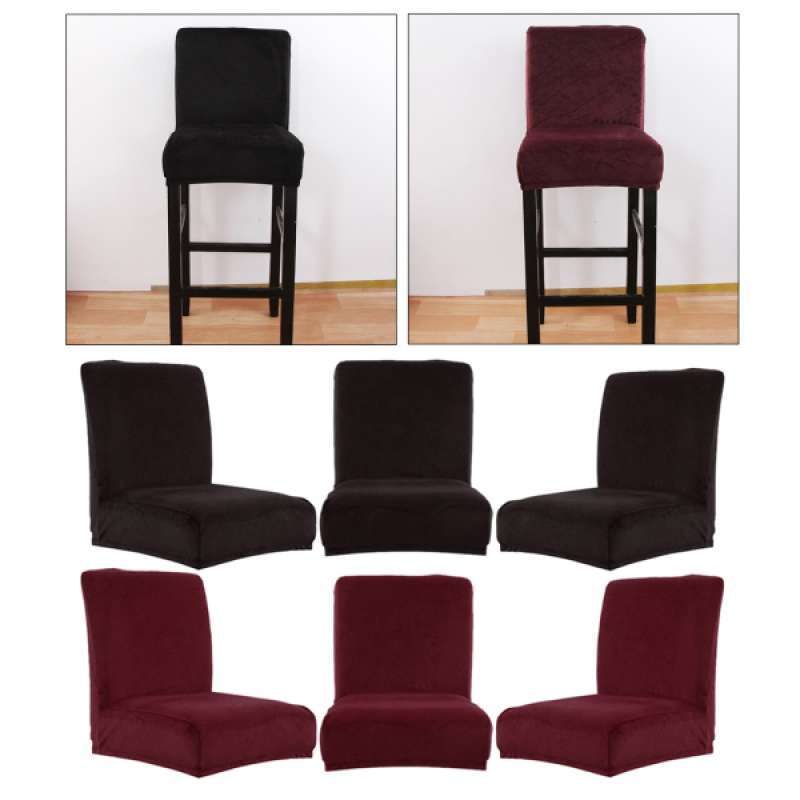 Jual Oem Stretch Short Low Back Chair Cover Washable Protector Cover Seat Slipcover For Hotel Dining Room Ceremony Banquet Black Wine Red 6 Pcs Online Desember 2020 Blibli