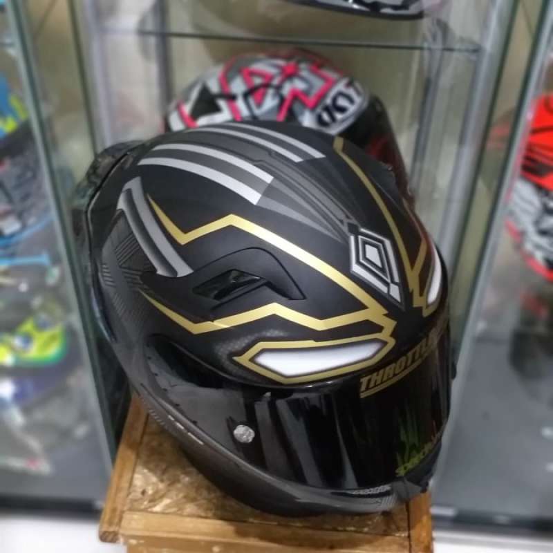 Promo Kyt K2r Black Panther Gold Visor Flat Darksmoke Spoiler