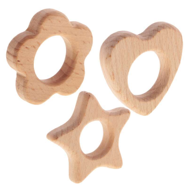 Promo 3 Pieces Handmade Wooden Flower Heart Star Shape Baby Teether Teething Toys di Seller Homyl - China | Blibli Promo 3 Pieces Handmade Wooden Flower Heart Star Shape Baby Teether Teething Toys di Seller Homyl - China | Blibli