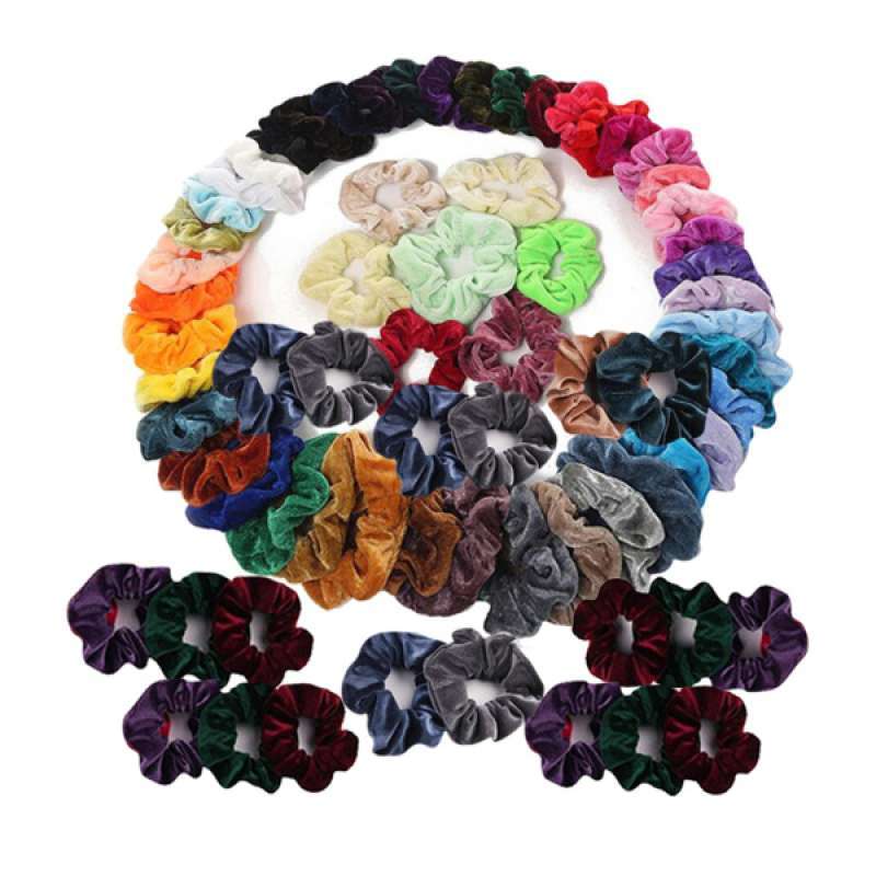 68pcs Bulk Colorful Scrunchies Girl Hair Band Bobble Hair Ties Ropes Jewelry