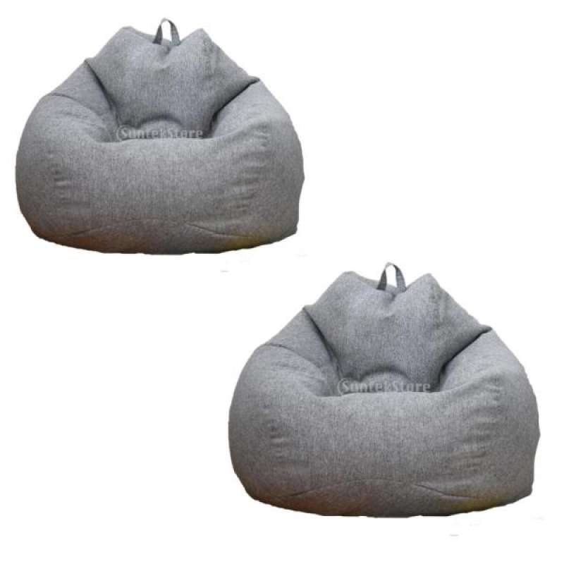 Jual 2 Pieces Solid Color Linen Large Stuffed Animals Storage Bean Bag Cover Gray Online Desember 2020 Blibli