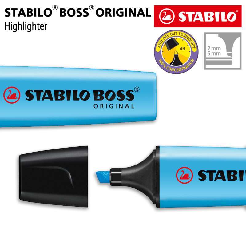 STABILO BOSS ORIGINAL Blue Highlighter Warna Biru
