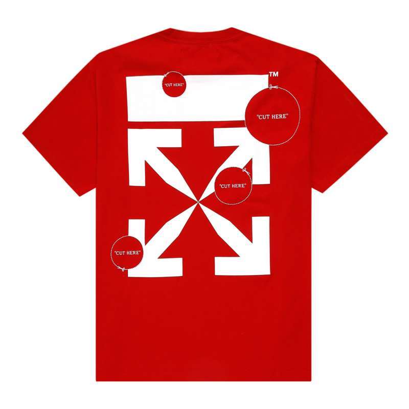 Promo Off White Cut Here S S Over T shirt Red White Diskon 14 di
