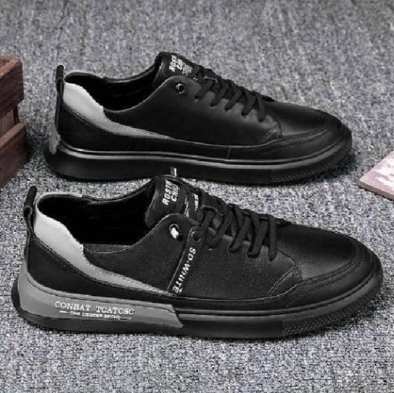 Jual Shoes Sneakers Loafer Men Black White Waterproof Genuine Leather Casual Fashion Men S Online Oktober 2020 Blibli Com