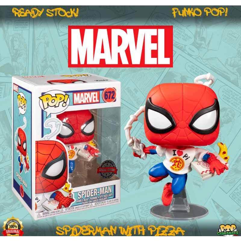 spiderman with pizza funko pop