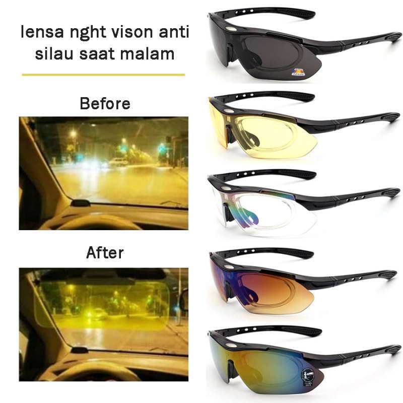 Jual Kacamata Sepeda 5 Lensa Polarized Night Vision Sport Sunglasses Online Desember 2020 Blibli