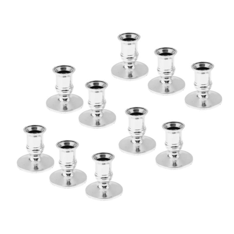 12x Plastic Candle Base Holder Pillar Candle Stick Stand Candle Base Silver 