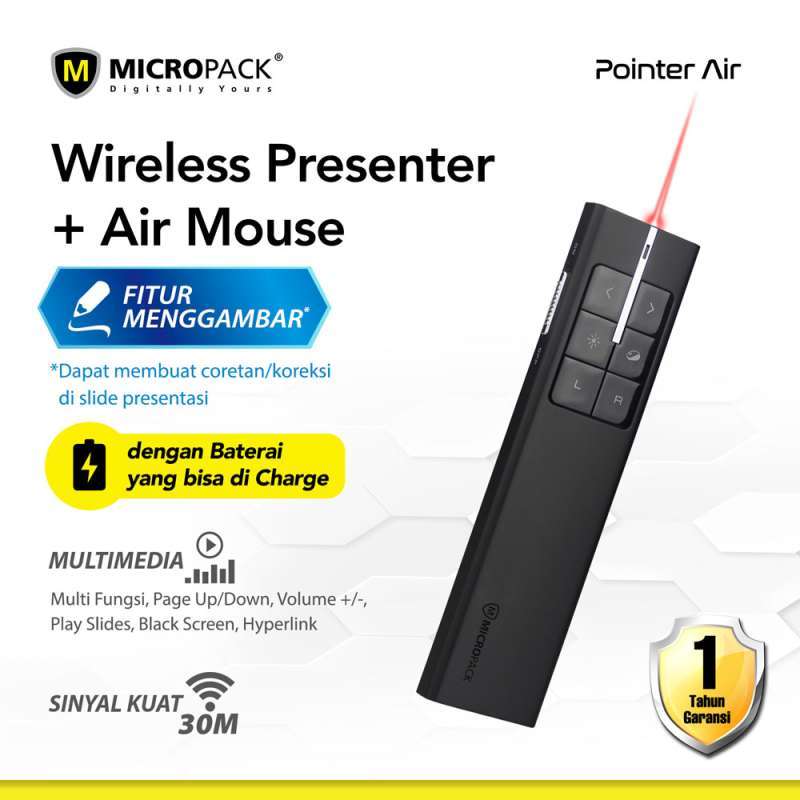 Jual Micropack Wireless Presenter Air Mouse Multimedia Wpm 08 Air Online Februari 2021 Blibli