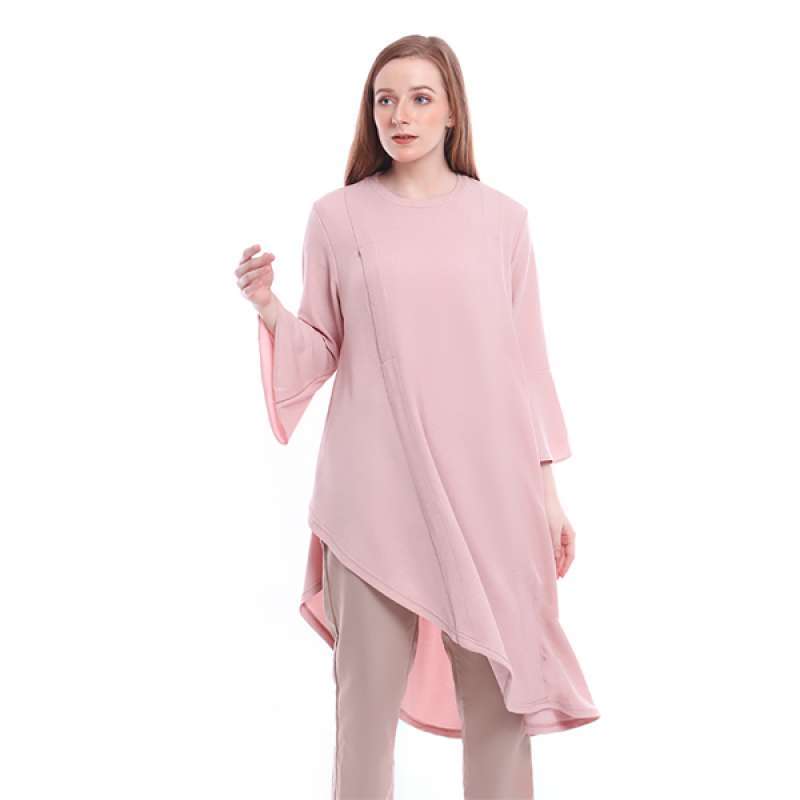 Inara Tunik Lengan Ruffle Model Asimetris Baju Atasan Plain Wanita Premium Quality Dusty Pink Terbaru Agustus 2021 Harga Murah Kualitas Terjamin Blibli