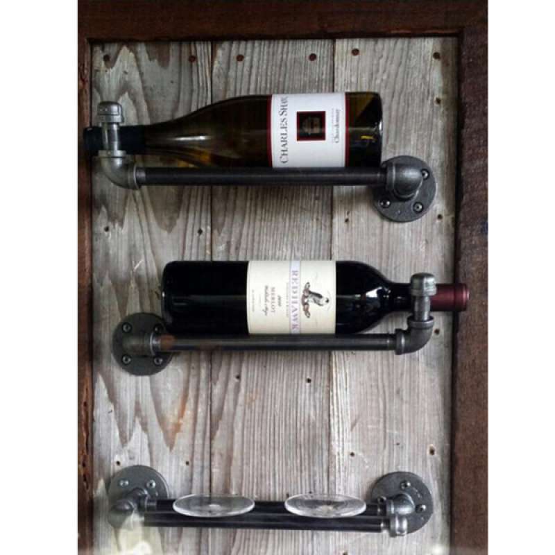 Jual Oem Industrial Vintage Wine Rack Industrial Pipe Wall Mounted Champagne Rack Online Februari 2021 Blibli