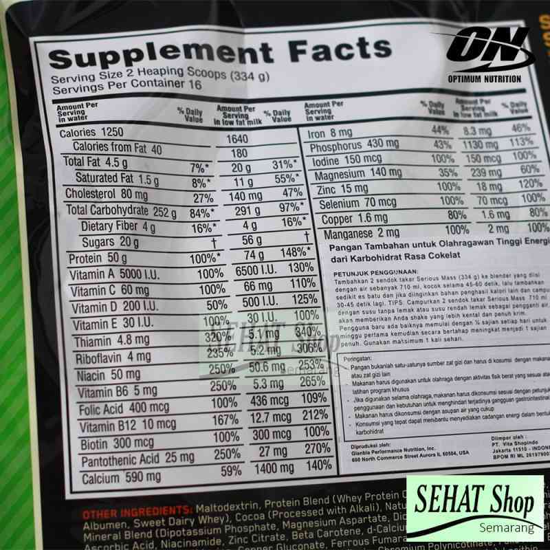 Jual ON Serious Mass 12 lbs Weight Gainer Optimum Nutrition ...