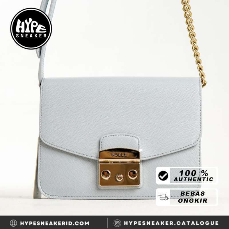 Jual Tas Furla Metropolis Flap Bag in Greyish Baby Blue Artemisia