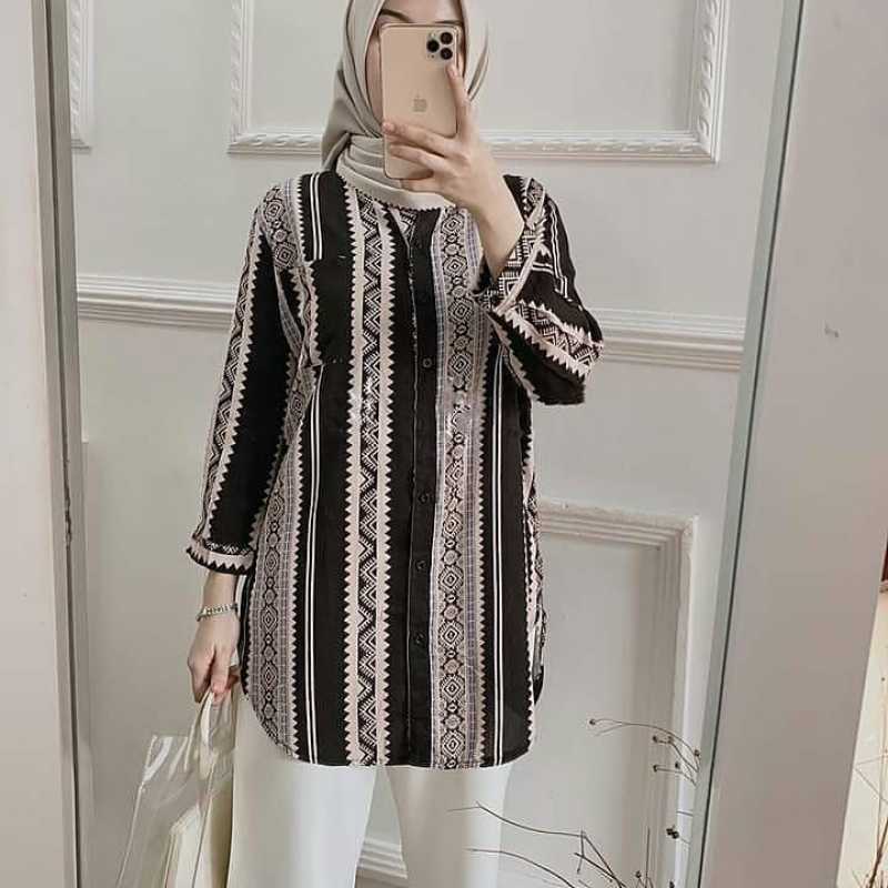 Jual Leo Top Kemaja Etnik Atasan Kemeja Katun Motif Wanita Kemeja Online Februari 2021 Blibli