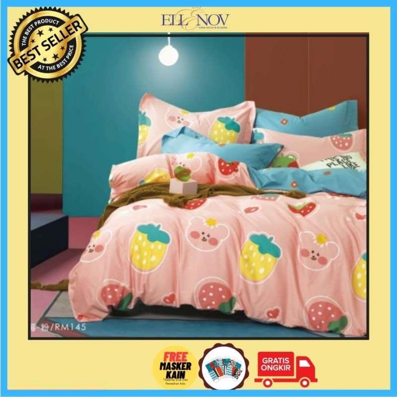 Jual Ellenov Jepang Strawberry Bear Katun Jepang Premium Set Bedcover Online April 2021 Blibli