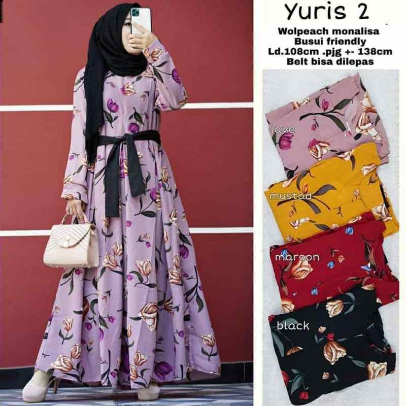 Jual Gamis Bunga Tali Pinggang Dress Motif Dress Monalisa Yuris Dress Online April 2021 Blibli