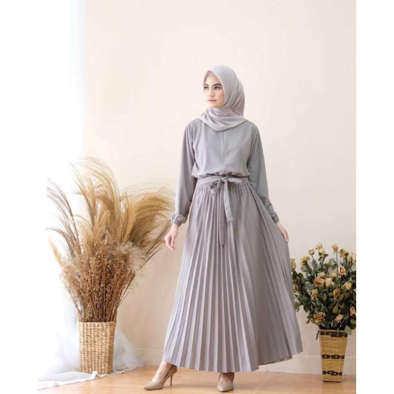 Jual Hifashion Camelia Dres Gamis Plisket Set Cardy Polos Gamis Nyatu Plus Auter Online Mei 2021 Blibli