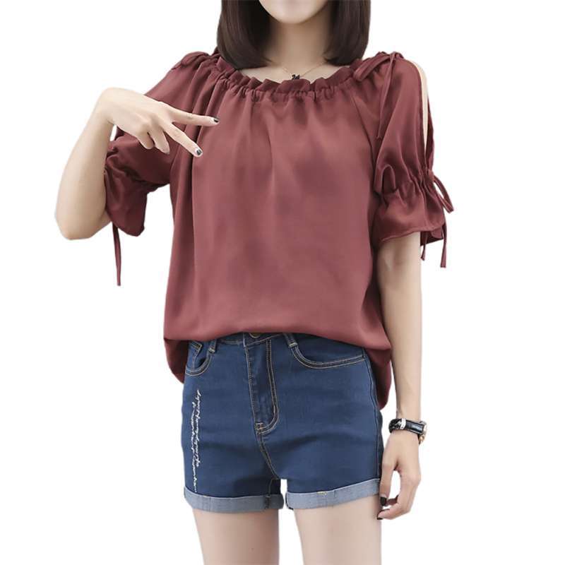Promo Bluelans Women Half Sleeve Hollow 