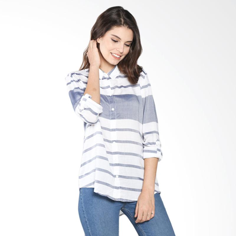 Logo jeans Admire Shirt 24565L9OE Atasan Wanita - Offwhite Blue