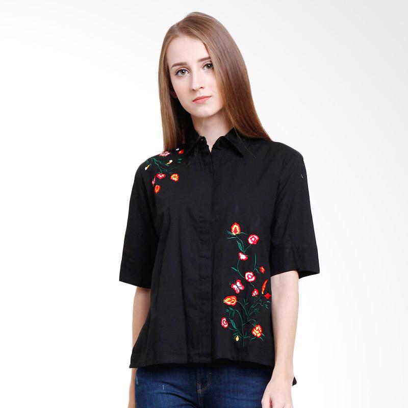Cocolyn Flora Shirt Atasan Wanita - Black