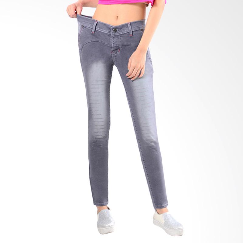 Dline MO 104C Soft Jeans Wash Celana Wanita - Grey