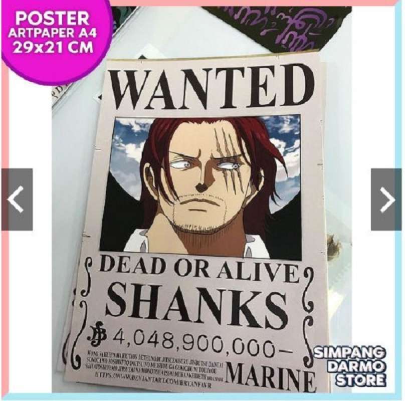 Jual Poster One Piece Buronan Shanks Wanted Bounty Terbaru Straw Hat Terbaru Juni 2021 Blibli