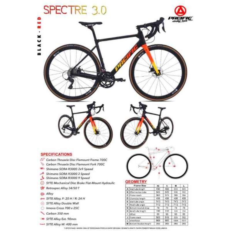 Pacific bike size chart store