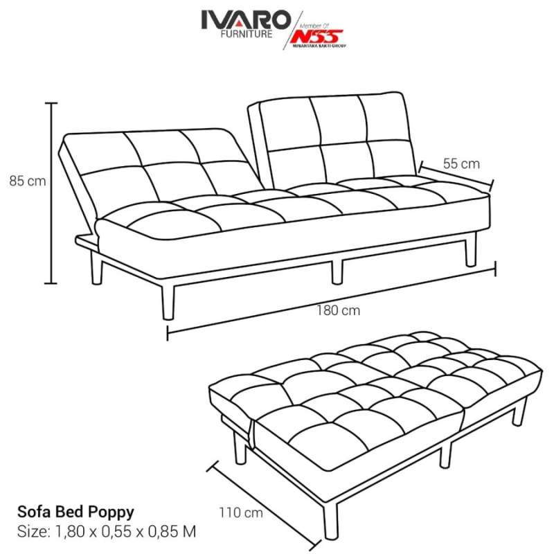 Ivaro Sofa Bed Poppy Terbaru Agustus, Sofa Bed Full Size Dimensions