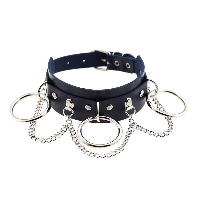 PU Leather Choker Necklace Chain Collar 