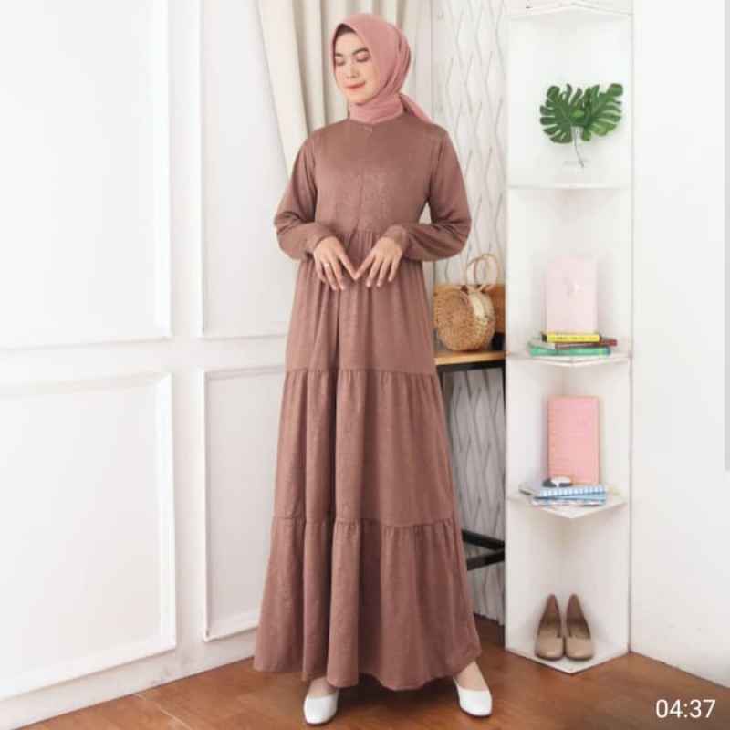 Jual Grosir Gamis Jersey Emboss Susun 3 Gamis Busui Baju Gamis Terbaru 7236 Toska Elegan Murah Mei 2021 Blibli