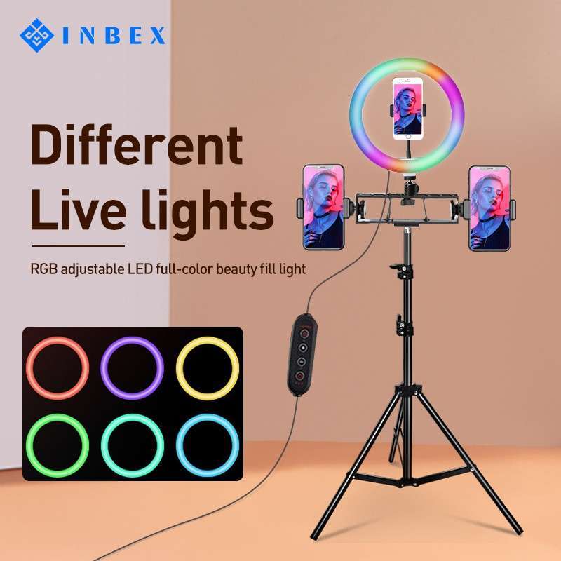 Jual Inbex 26cm Rgb Ring Light+210cm Tripod+3 Phone Holder For