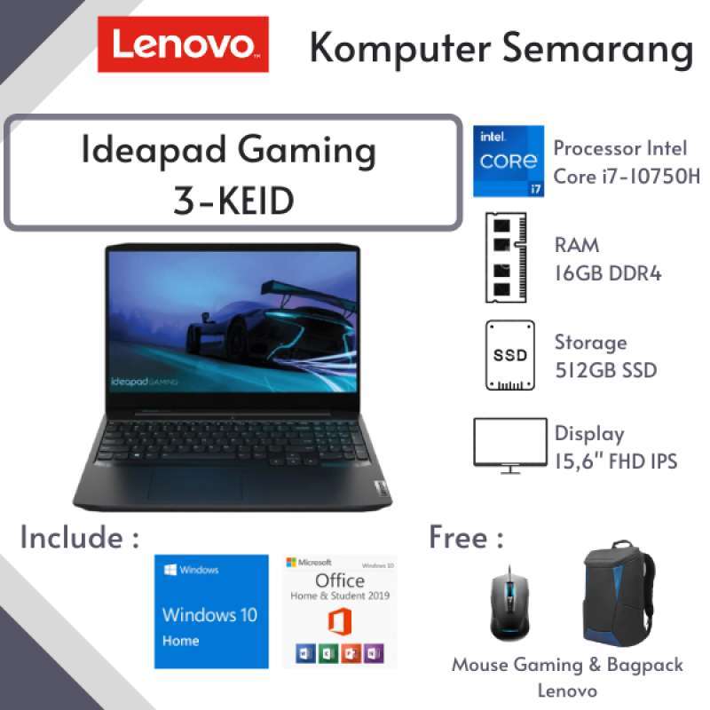 Jual Lenovo Ideapad Gaming 3-keid [i7-10750h 16gb 512gb Ssd