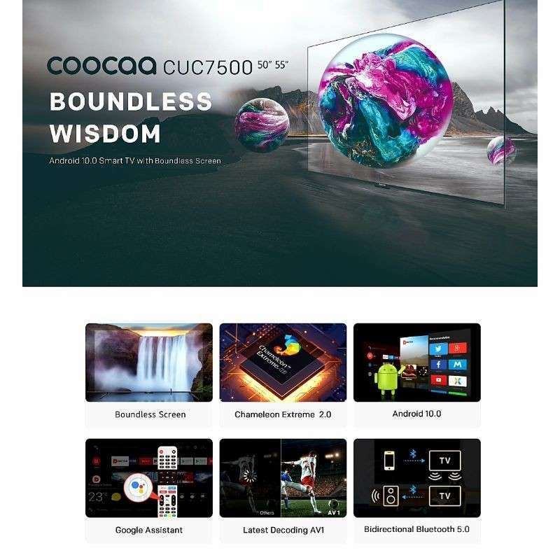 Jual Coocaa Smart Tv 65 Inch 4k Uhd Tv Android 10 0 65cuc7500 Terbaru Juli 2021 Blibli