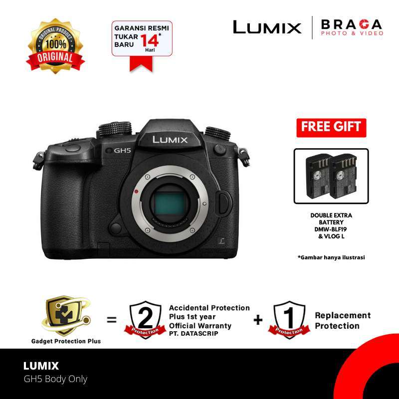 Braga Photo Video Panasonic Lumix DC-GH5GC-K GH5 Body Only Kamera  Mirrorless
