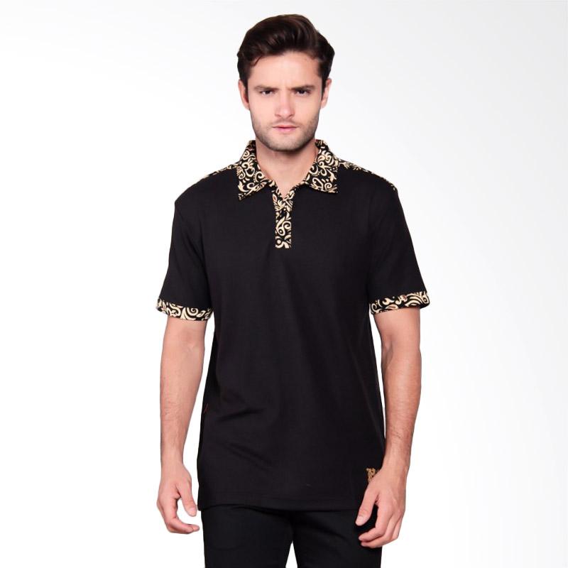 Batik Heritage Polo Batik Pria Hitam Cream