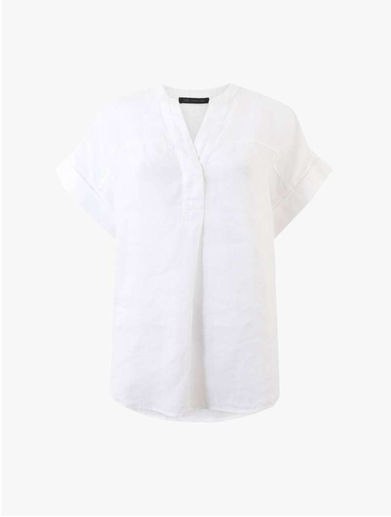 Pure Linen Short Sleeve Blouse 