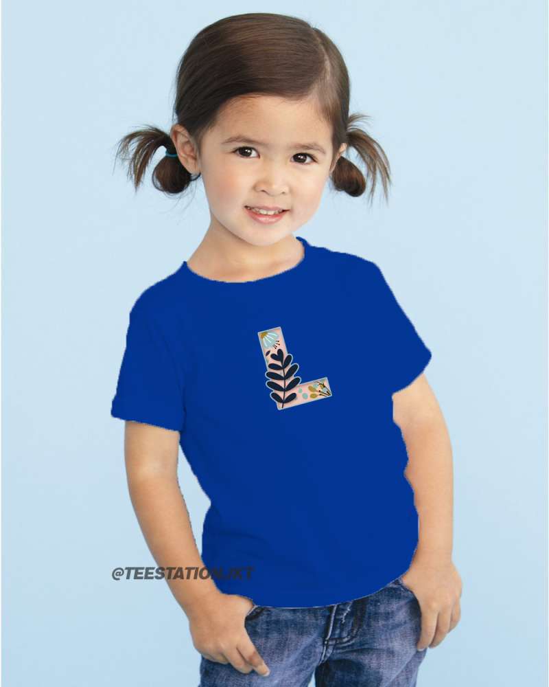 L FLOWER ALPHABET KIDS KAOS ATASAN BAJU 