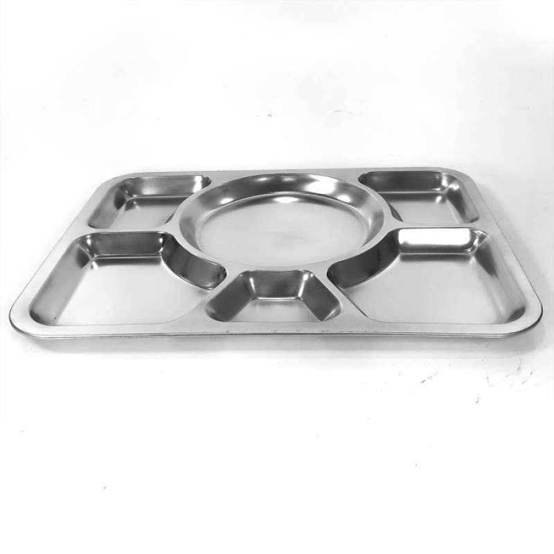 6 Compartment Stainless Steel Food Serving Tray B6005