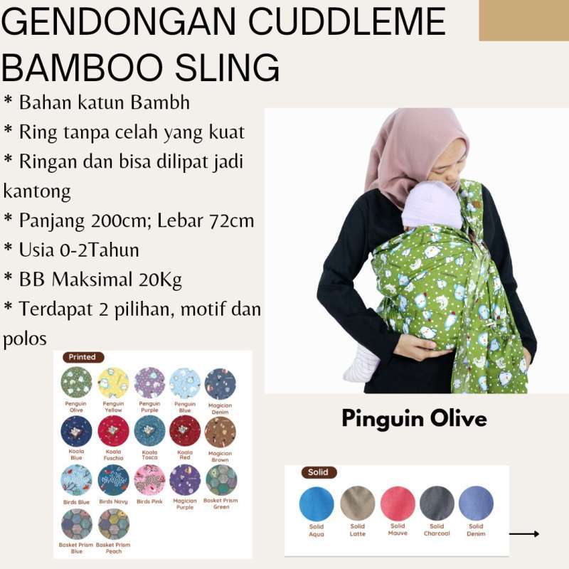 Promo Gendongan Cuddleme Bamboo Sling Gendongan Samping Cuddle Me Ring Sling Gendongan M Shape Murah Pinguin Olive Diskon 10 Di Seller Clodimurahcom Official Wirokerten Kab. Bantul Blibli
