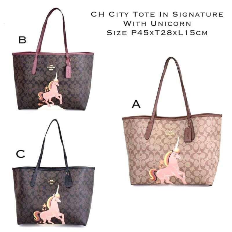 City tote in signature canvas with unicorn on sale