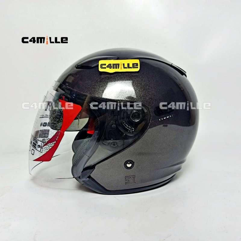 Promo Helm Kyt Dj Maxi Solid Gun Metal Double Visor Half Face M