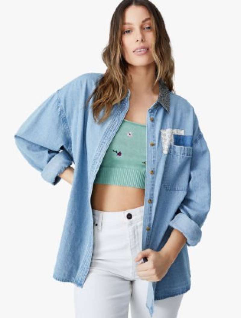 denim maxi shirt