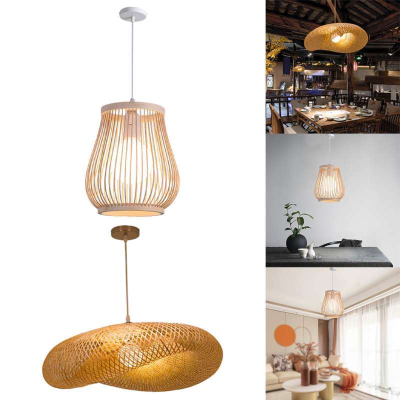 Promo 2x Bamboo Chandelier Wicker 